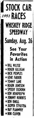 Whiskey Ridge Raceway (Whiskey Ridge Speedway, Whisky Ridge) - Whiskey Ridge 1951 From Jerry